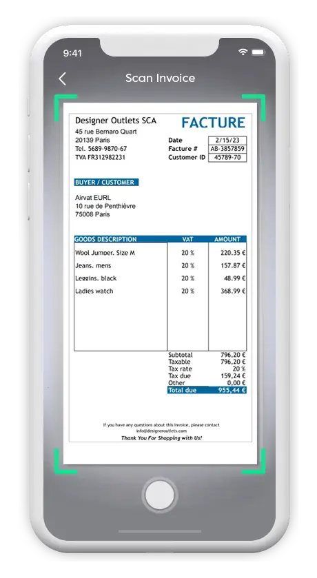 Upload VAT refund invoice for tax-free shopping in France with the Airvat tax refund app